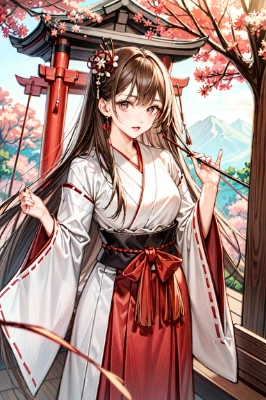 神社にて