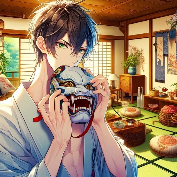 このお面、噛めん