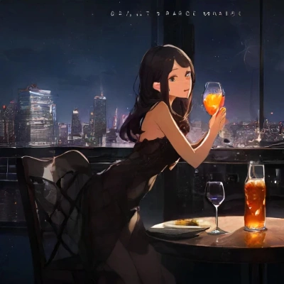 夜景とグラス