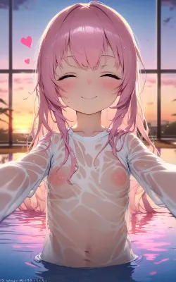 屋内プールにて