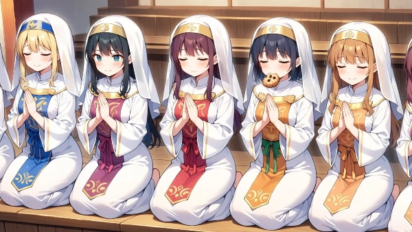 祈りを捧げるシスターたち（もぐもぐ）