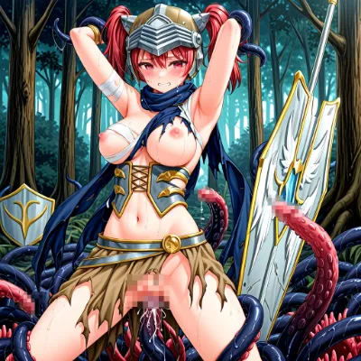 触手に襲われるグリムゲルデ