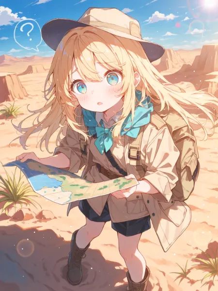 砂漠で迷子の冒険家