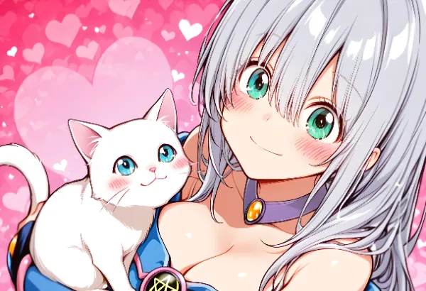 【猫】（コラボ要素あり）ブラック・マジシャン・ガールのコスプレ幸穂ちゃん　WITH　しらたまちゃん