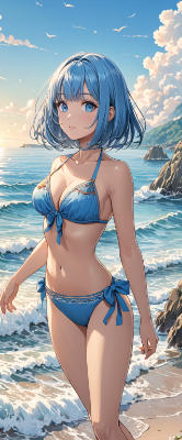 夕暮れの青髪さん