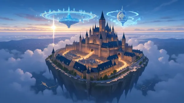 空中城塞都市(横イラスト)