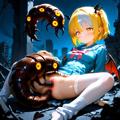 サキュバスの女の子達と突然変異した昆虫のモンスター
