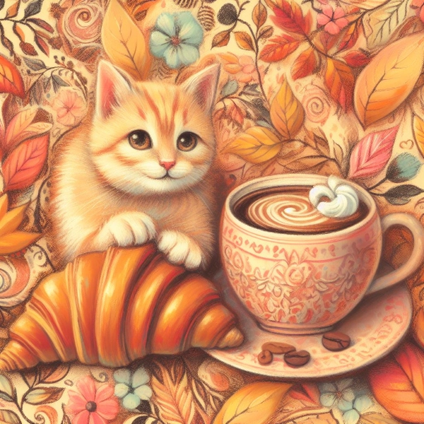 ラテアートとクロワッサン