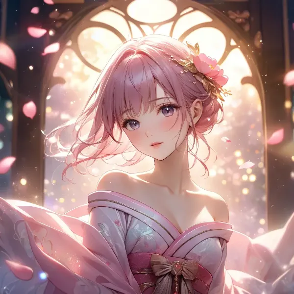 桜舞う窓辺の乙女