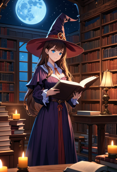 魔法書を読む魔女