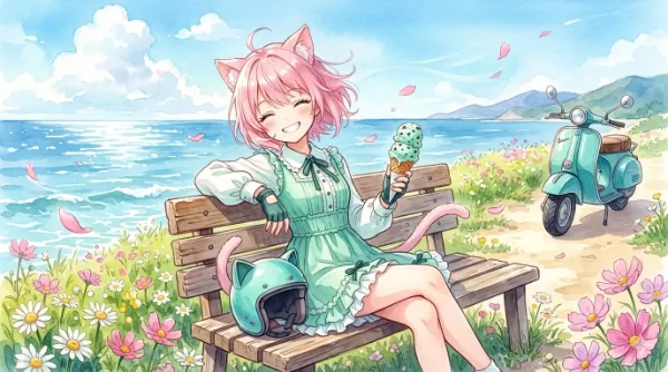 海とねこみみとチョコミント