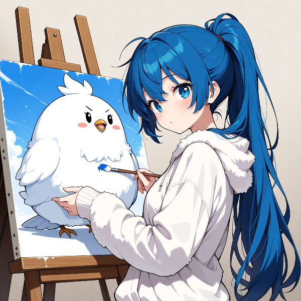 白い鳥を描くピクシブたん