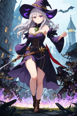 奮戦する魔女