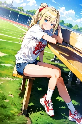 金髪ポニーテール
