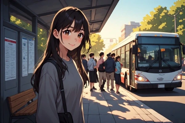 バス停で微笑む少女の通学物語