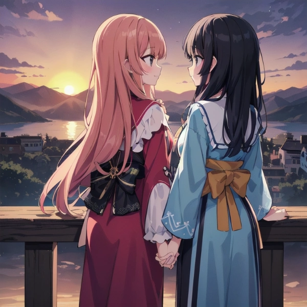 夕暮れの見つめあい