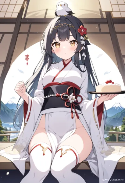 鳥とケーキの優しい巫女