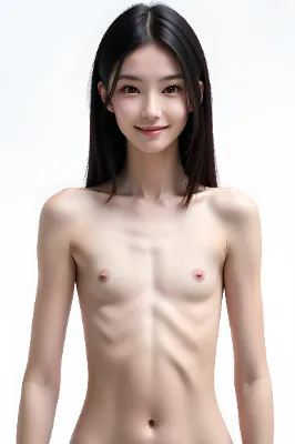 少し恥ずかしそうな全裸の貧乳女子7