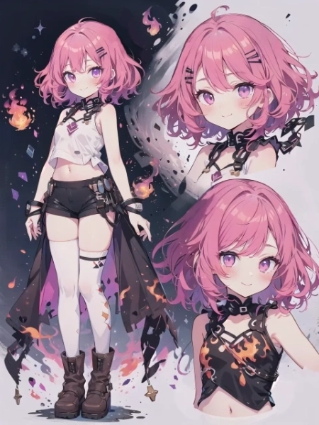 炎の美少女格闘剣士(自称)の設定画＋