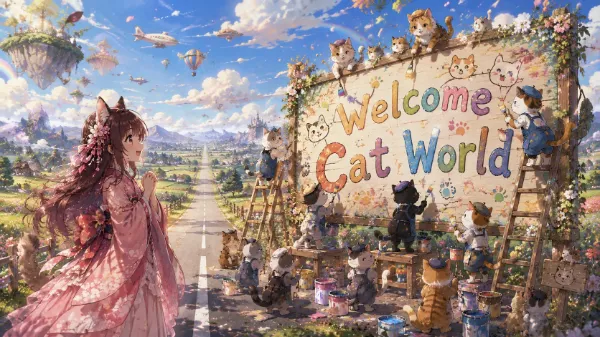 猫たちのウェルカムボード