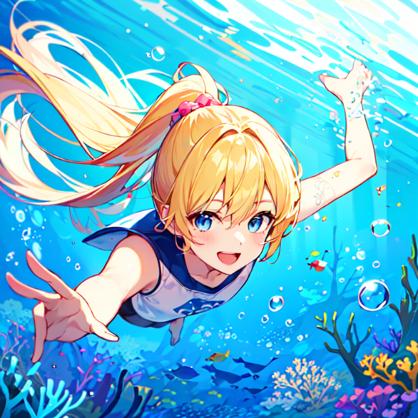 水中を泳ぐ女の子