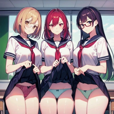 嫌パン3人（眼鏡っ娘含有）