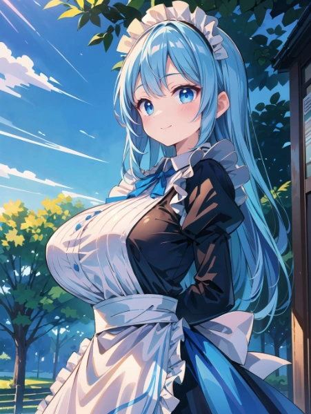 青髪メイドさん