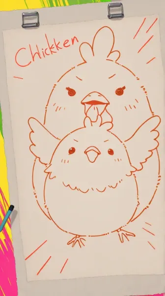 ニワトリとヒヨコ(落書き風）