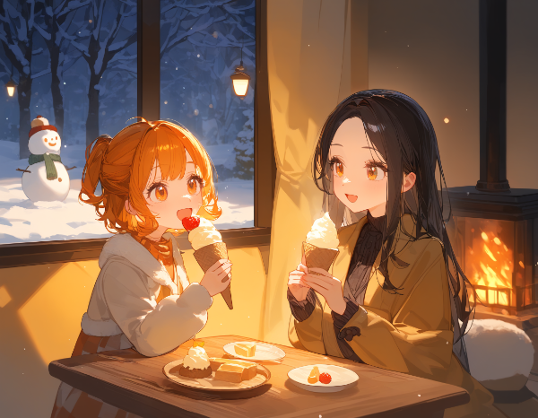 いくらと花音・アイスを食べた