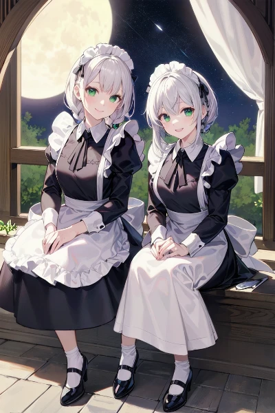 白髪の姉妹(月見)